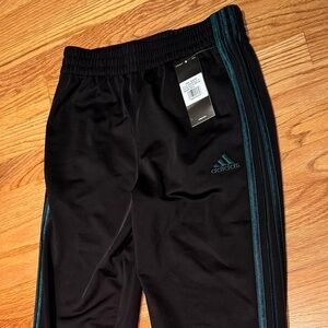 Adidas Kids Black Joggers with Green Stripes Size Youth M (10-12) *NWT*